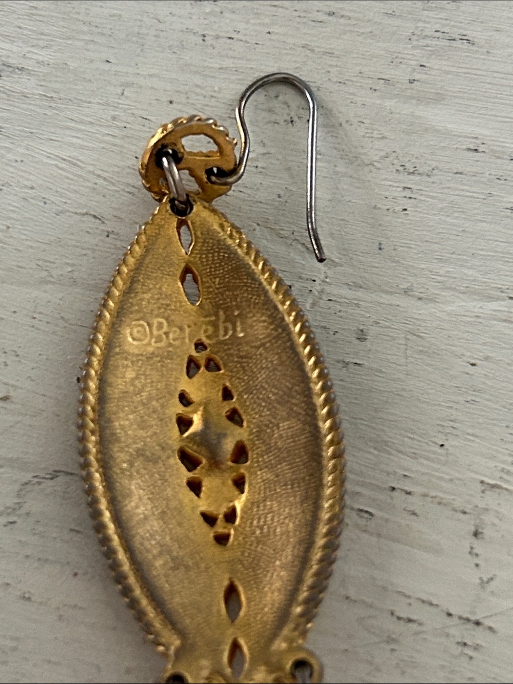 Berebi Gold-Tone Brown Marquise Drop Earrings - Elegant Women's Jewelry - Picture 2 of 2